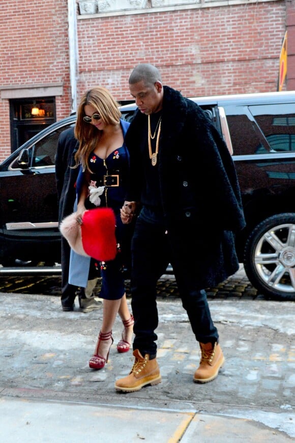 Beyoncé Knowles et son mari Jay-Z sont allés au défilé de mode de Kanye West à New York. Le 12 février 2015