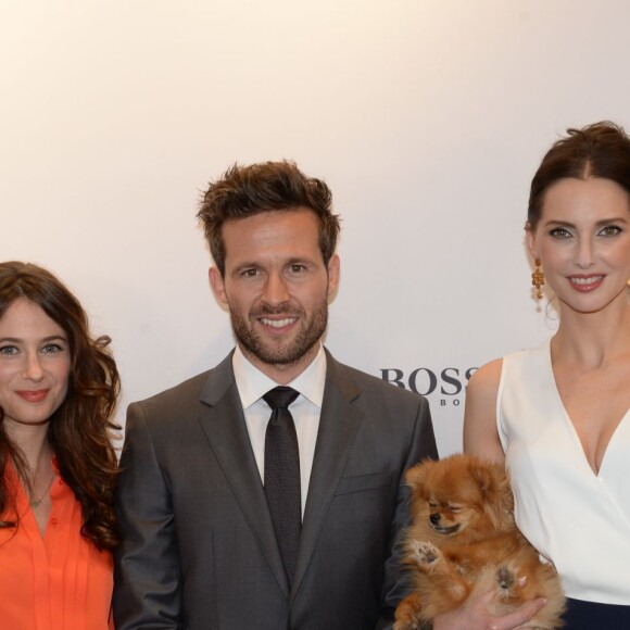 Mélanie Bernier, Yohan Cabaye et Frédérique Bel - Rencontre avec Yohan Cabaye, nouvel ambassadeur du parfum Boss "Bottled Unlimited" à Paris, le 27 avril 2016. © Veeren/Bestimage