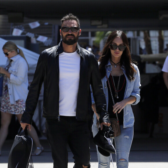 Exclusif - Megan Fox (enceinte) au '2016 Toyota Grand Prix Celebrity Race' avec son mari Brian Austin Green le 16 Avril 2016.