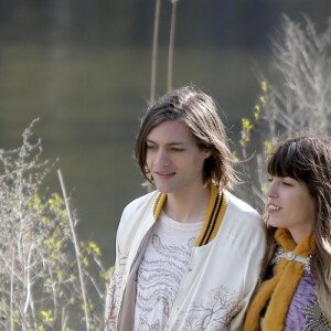 Exclusif - Lou Doillon sur le tournage d'une publicité pour Gucci à Central Park. New York, le 14 avril 2016.