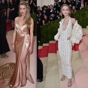 Amber Heard et Lily-Rose Depp au Met Gala le 2 mai 2016 à New York (photomontage)