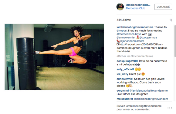 Bianca Van Damme lors d'un shooting photo pour le New York Post. Photo publiée sur Instagram, le 8 mai 2016
