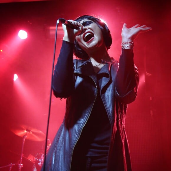 Sandrine Quétier et son groupe The Jokers (composé de Santi, Ludovic Patsouris et Thomas Courcelles) en concert au Bus Palladium à Paris. Le 27 novembre 2014 27/11/2014 - Paris