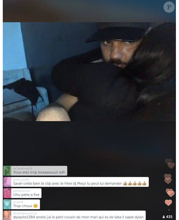 Sarah Fraisou (Les Anges 8) et Malik, ambigus sur Périscope le 13 mai 2016.