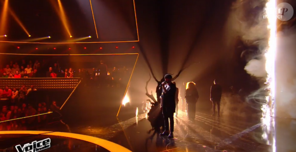 Slimane lors de la finale de The Voice 5, sur TF1, le samedi 14 mai 2016