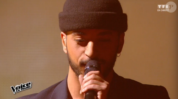 Slimane lors de la finale de The Voice 5, sur TF1, le samedi 14 mai 2016