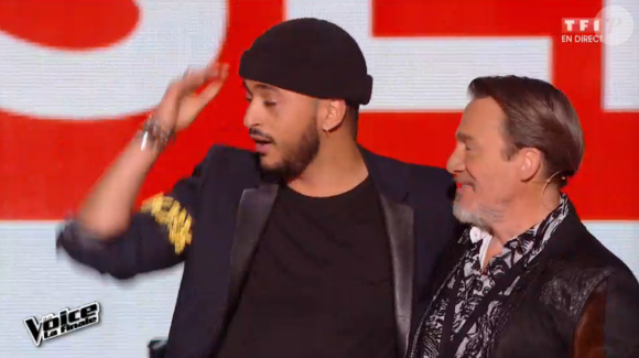 Slimane grand gagnant de The Voice 5 lors de la finale de The Voice 5, sur TF1, le samedi 14 mai 2016