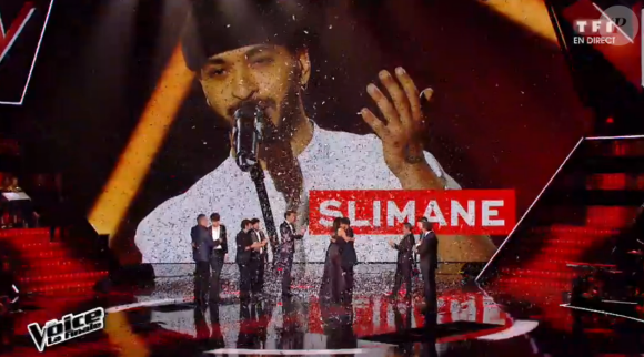 Slimane grand gagnant de The Voice 5 lors de la finale de The Voice 5, sur TF1, le samedi 14 mai 2016