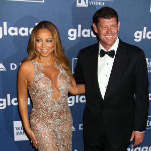 Mariah Carey et son fiancé James Packer à la 27ème soirée annuelle Glaad Media à The Waldorf-Astoria à New York. Les amoureux devraient se dire oui dans le cadre de la télé­réa­lité de la diva, actuel­le­ment en tour­nage. le 14 mai 2016 © Nancy Kaszerman via Bestimage