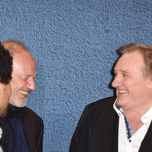 Le réalisateur Rachid Djaïdani, Édouard Waintrop, Gérard Depardieu et Sadek - Photocall du film "Tour de France" présenté à la Quinzaine des réalisateurs lors du 69 ème Festival International du Film de Cannes le 15 mai 2016 © Lionel Urman / Bestimage