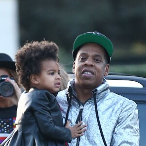 Beyoncé, son mari Jay-Z et leur fille Blue Ivy sont allés visiter le musée du Louvre à Paris, le 7 octobre 2014.