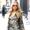 Mariah Carey dans la rue à New York en minirobe moulante et collants résilles le 16 mai 2016