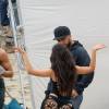 Camila Cabello (Fifth Harmony) surprise en plein tournage du clip de la chanson "All In My Head" (feat. Fetty Wap) sur la plage de Malibu. Los Angeles, le 17 mai 2016.