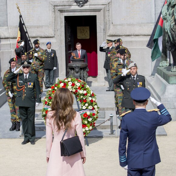 Le roi Abdallah II et la reine Rania de Jordanie sont accueillis au Palais Royal par le roi Philippe et la reine Mathilde de Belgique, pour une réception, à l'occasion d'une visite d'état de trois jours en Belgique. Bruxelles, 18 mai 2016.