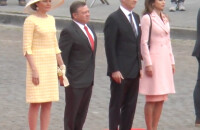 Le couple royal de Belgique accueille Rania et le roi Abdallah II de Jordanie à Bruxelles, le 18 mai 2016.