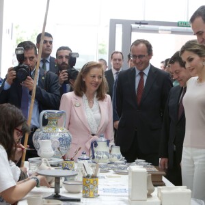 Le roi Felipe VI et la reine Letizia d'Espagne en visite à Talavera de la Reina le 18 mai 2016 dans le cadre des commémorations des 400 ans de la mort de Cervantes.