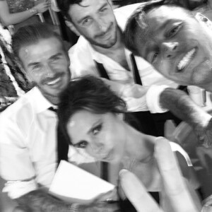 Ricky Martin, David et Victoria Beckham au mariage d'Eva Longoria et Jose Antonio Baston le 21 mai 2016 à Valle de Bravo au Mexique.