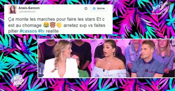 Mélanie des "Anges 8" attaquée par Anaïs Sanson des "Princes de l'amour" sur Twitter, elle réplique dans le "Mad Mag" de NRJ12, lundi 23 mai 2016