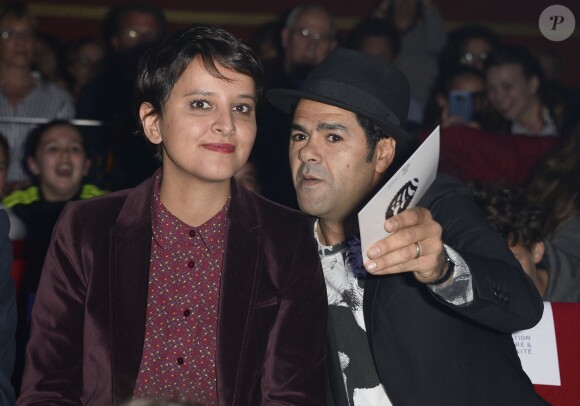 Najat Vallaud-Belkacem et Jamel Debbouze - Finale du Trophée d'Impro Culture & Diversité, au Théâtre Comédia à Paris le 23 mai 2016. © Coadic Guirec/ Bestimage