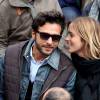 Maxim Nucci (Yodelice) et Isabelle Ithurburu en couple et très amoureux dans les tribunes des Internationaux de France de tennis de Roland-Garros à Paris le 24 mai 2016 © Dominique Jacovides / Bestimage