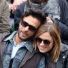 Maxim Nucci (Yodelice) et Isabelle Ithurburu en couple et amoureux dans les tribunes des Internationaux de France de tennis de Roland-Garros à Paris le 24 mai 2016 © Dominique Jacovides / Bestimage