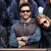 Maxim Nucci (Yodelice) et Isabelle Ithurburu en couple et très amoureux dans les tribunes des Internationaux de France de tennis de Roland-Garros à Paris le 24 mai 2016 © Dominique Jacovides / Bestimage