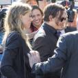 Johnny Depp et sa femme Amber Heard arrivent au tribunal de Southport pour le procès dans lequel est impliquée Amber pour avoir fait entrer sur le territoire ses chiens Pistol et Boo sans les déclarer à Southport le 18 Avril 2016.