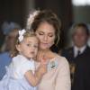 La princesse Madeleine et sa fille la princess Leonore - Baptême du prince Oscar de Suède à Stockholm en Suède le 27 mai 2016.