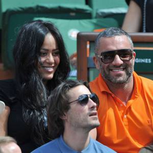 Amel Bent et Patrick Antonelli - Internationaux de France de tennis de Roland Garros à Paris, le 5 juin 2014.