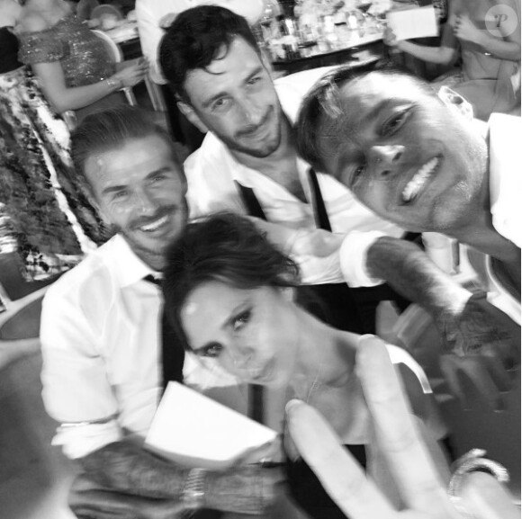 Ricky Martin, David et Victoria Beckham au mariage d'Eva Longoria et Jose Antonio Baston le 21 mai 2016 à Valle de Bravo au Mexique.