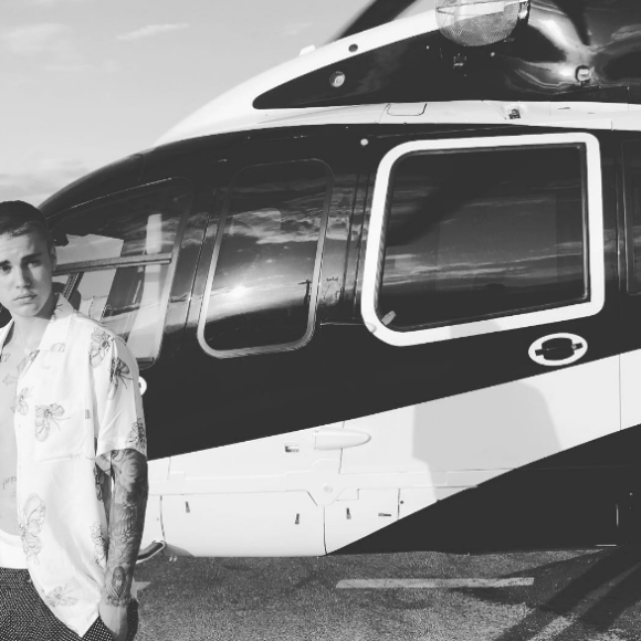 Justin Bieber prend l'hélicoptère après avoir passé deux jours à Saint-Tropez. Photo publiée sur Instagram, le 2 juin 2016.