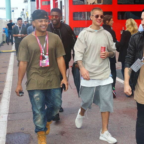 Justin Bieber au 74ème Grand Prix de Formule 1 de Monaco, le 29 mai 2016. C'est Lewis Hamilton qui a terminé premier devant D.Ricciardo et S.Perez.