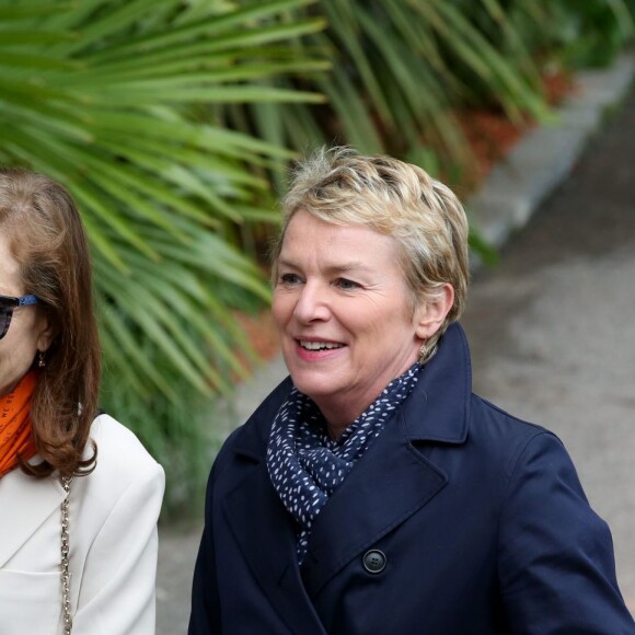 Isabelle Huppert et Elise Lucet au village des Internationaux de France de tennis à Roland-Garros à Paris 4 juin 2016. © Dominique Jacovides / Bestimage
