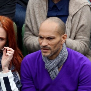 Audrey Fleurot et son compagnon Djibril Glissant dans les tribunes des internationaux de France de Roland Garros à Paris le 4 juin 2016. © Moreau - Jacovides / Bestimage