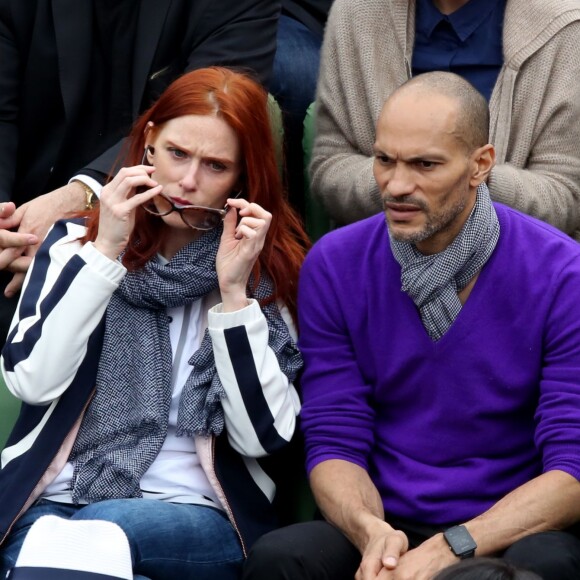 Audrey Fleurot et son compagnon Djibril Glissant dans les tribunes des internationaux de France de Roland Garros à Paris le 4 juin 2016. © Moreau - Jacovides / Bestimage