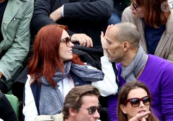 Audrey Fleurot et son compagnon Djibril Glissant dans les tribunes des internationaux de France de Roland Garros à Paris le 4 juin 2016. © Moreau - Jacovides / Bestimage