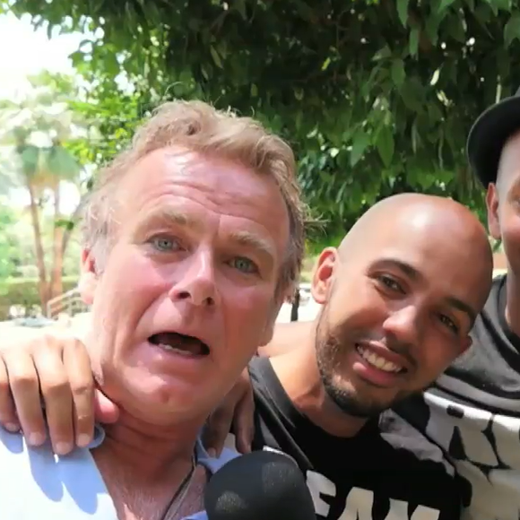Franck Dubosc rejoint Waly Dia et Younes et Bambi en interview pour PurePeople, lors de la conférence de presse du Marrakech du rire 2016