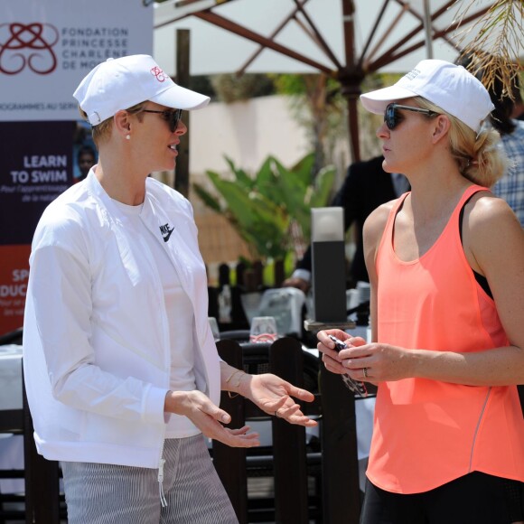 Exclusif - La princesse Charlene de Monaco et sa Fondation organisaient le 6 juin 2016 sur la plage du Larvotto une nouvelle journée d'action du programme Water Safety pour la prévention de la noyade, avec l'aide de grands champions comme Alain Bernard et Pierre Frolla. © Bruno Bebert / Pool restreint Monaco / Bestimage - Crystal - Visual