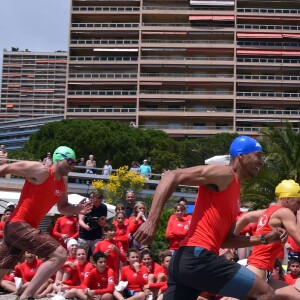 Exclusif - La princesse Charlene de Monaco et sa Fondation organisaient le 6 juin 2016 sur la plage du Larvotto une nouvelle journée d'action du programme Water Safety pour la prévention de la noyade, avec l'aide de grands champions comme Alain Bernard et Pierre Frolla. © Bruno Bebert / Pool restreint Monaco / Bestimage - Crystal - Visual