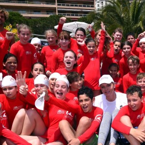 Exclusif - La princesse Charlene de Monaco et sa Fondation organisaient le 6 juin 2016 sur la plage du Larvotto une nouvelle journée d'action du programme Water Safety pour la prévention de la noyade, avec l'aide de grands champions comme Alain Bernard et Pierre Frolla. © Bruno Bebert / Pool restreint Monaco / Bestimage - Crystal - Visual