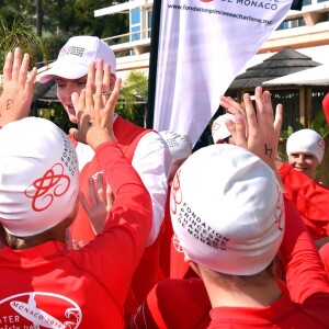 Exclusif - La princesse Charlene de Monaco et sa Fondation organisaient le 6 juin 2016 sur la plage du Larvotto une nouvelle journée d'action du programme Water Safety pour la prévention de la noyade, avec l'aide de grands champions comme Alain Bernard et Pierre Frolla. © Bruno Bebert / Pool restreint Monaco / Bestimage - Crystal - Visual