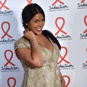 Ayem Nour enceinte - Soirée de lancement du Sidaction 2016 au Musée du Quai Branly à Paris le 7 mars 2016. © Giancarlo Gorassini/Bestimage