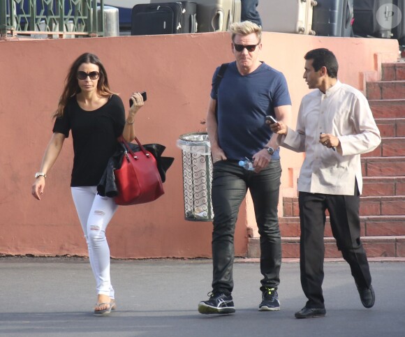 Gordon Ramsay et sa femme Tana - People à l'aéroport de Marrakech après avoir célébré l'anniversaire de David Beckham (40 ans), le 3 mai 2015.