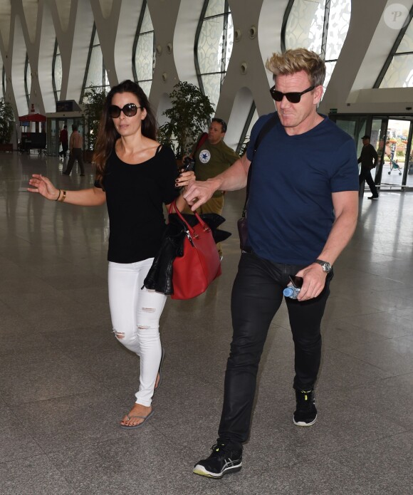 Gordon Ramsay et sa femme Tana - People à l'aéroport de Marrakech après avoir célébré l'anniversaire de David Beckham (40 ans), le 3 mai 2015.