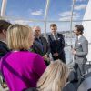 Exclusif - Le prince Carl Philip de Suède est monté avec les membres du cabinet d'architectes White Architects au sommet du Globe Arena sur le Sky View pour apprécier la vue panoramique sur Stockholm, le 8 juin 2016.