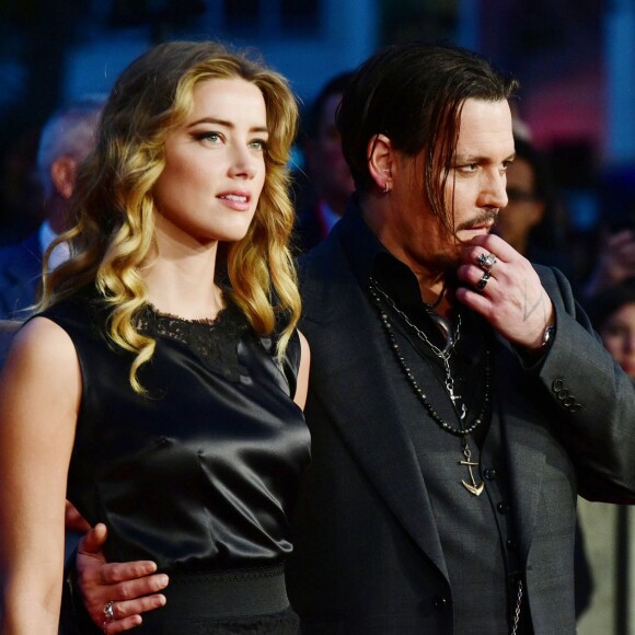 Johnny Depp et sa femme Amber Heard - Avant-première du film "Black Mass" lors du Festival BFI à Londres, le 11 octobre 2015.