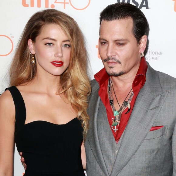 Amber Heard et son mari Johnny Depp - Avant-première du film "Black Mass" lors du Festival International du film de Toronto, le 14 septembre 2015.