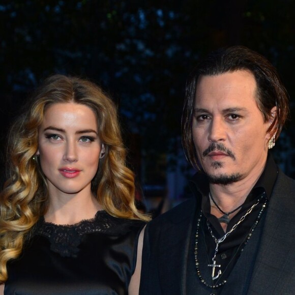 Johnny Depp et sa femme Amber Heard - Avant-première du film "Black Mass" lors du Festival BFI à Londres, le 11 octobre 2015.