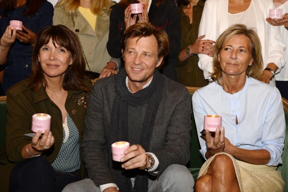 Tina Kieffer, Laurent Delahousse et Claire Chazal à la conférence de presse de la Flamme Marie Claire à l'hôtel Marois dans les salons France-Amériques à Paris le 14 juin 2016. © Coadic Guirec / Bestimage