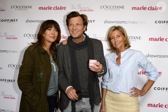 Tina Kieffer, Laurent Delahousse et Claire Chazal à la conférence de presse de la Flamme Marie Claire à l'hôtel Marois dans les salons France-Amériques à Paris le 14 juin 2016. © Coadic Guirec / Bestimage